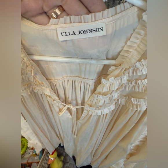 NWOT Ulla Johnson Cream Ruffled Long Sleeve Blouse Size 8/M - Picture 8 of 9